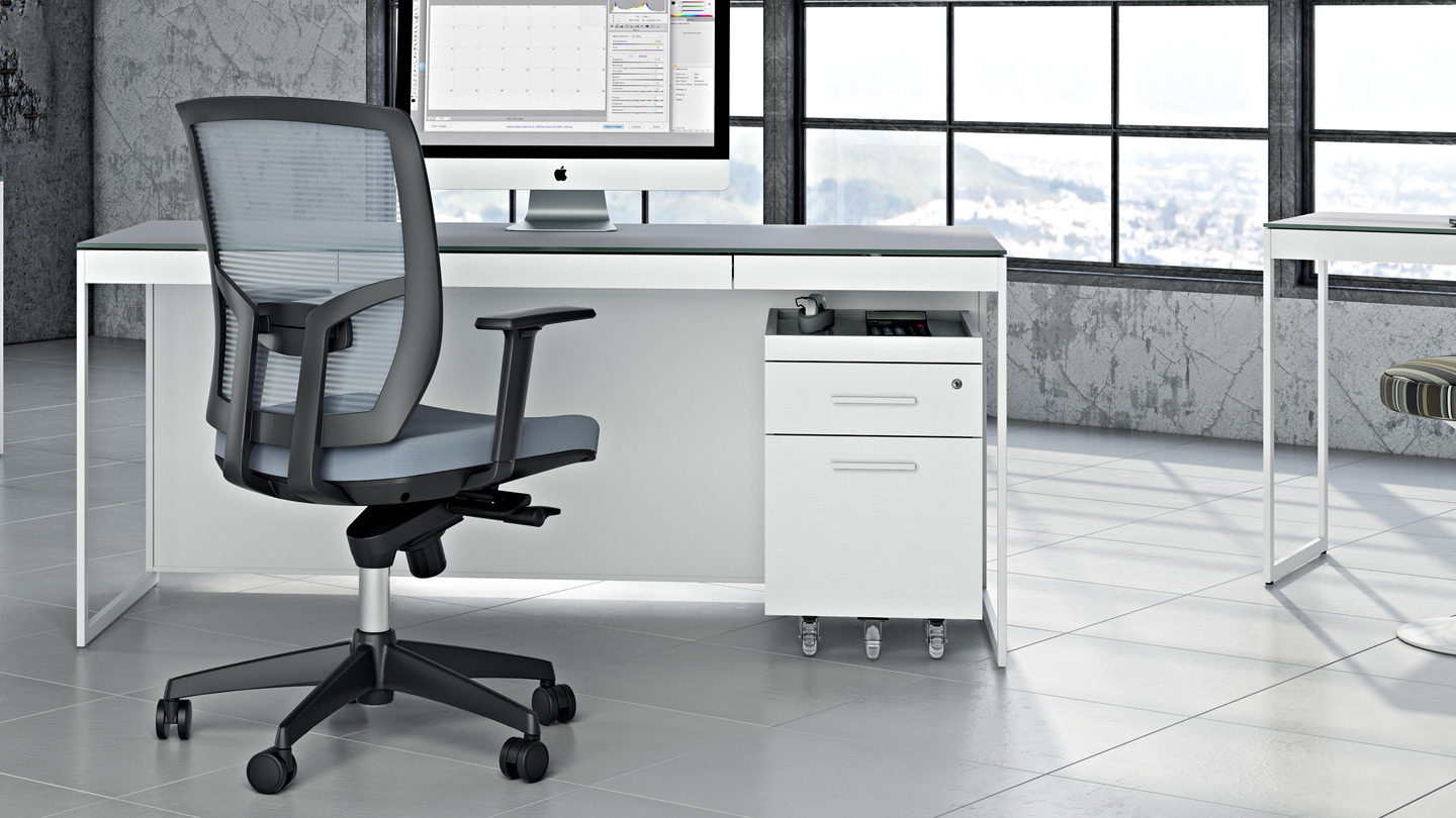 TC223 bdi task chair gray leather full feature